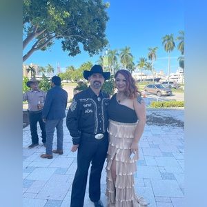 Gold and black Mac Duggal gown